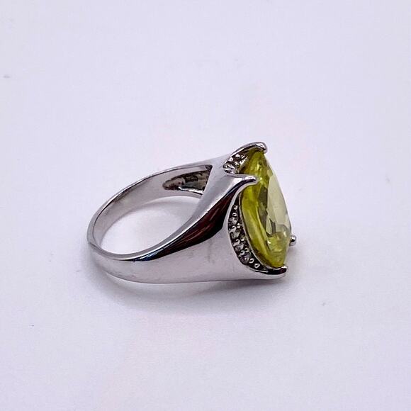 Sterling Silver and Lemon Citrine Stone Cocktail Ring 7” - Picture 6 of 8